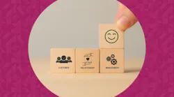 Wooden cube blocks with CRM symbols on minimal background Wooden cube blocks with CRM symbols on minimal background