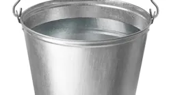 Metal bucket with water on a white background Metal bucket with water on a white background