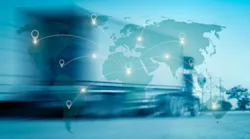 World international map connection connect network with blurred distribution logistic cargo warehouse background World international map connection connect network with blurred distribution logistic cargo warehouse background