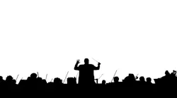 Symphony Orchestra in the form of a silhouette on a white background