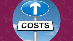 Illustration depicting a roadsign with a cost increase concept. Blue sky background.