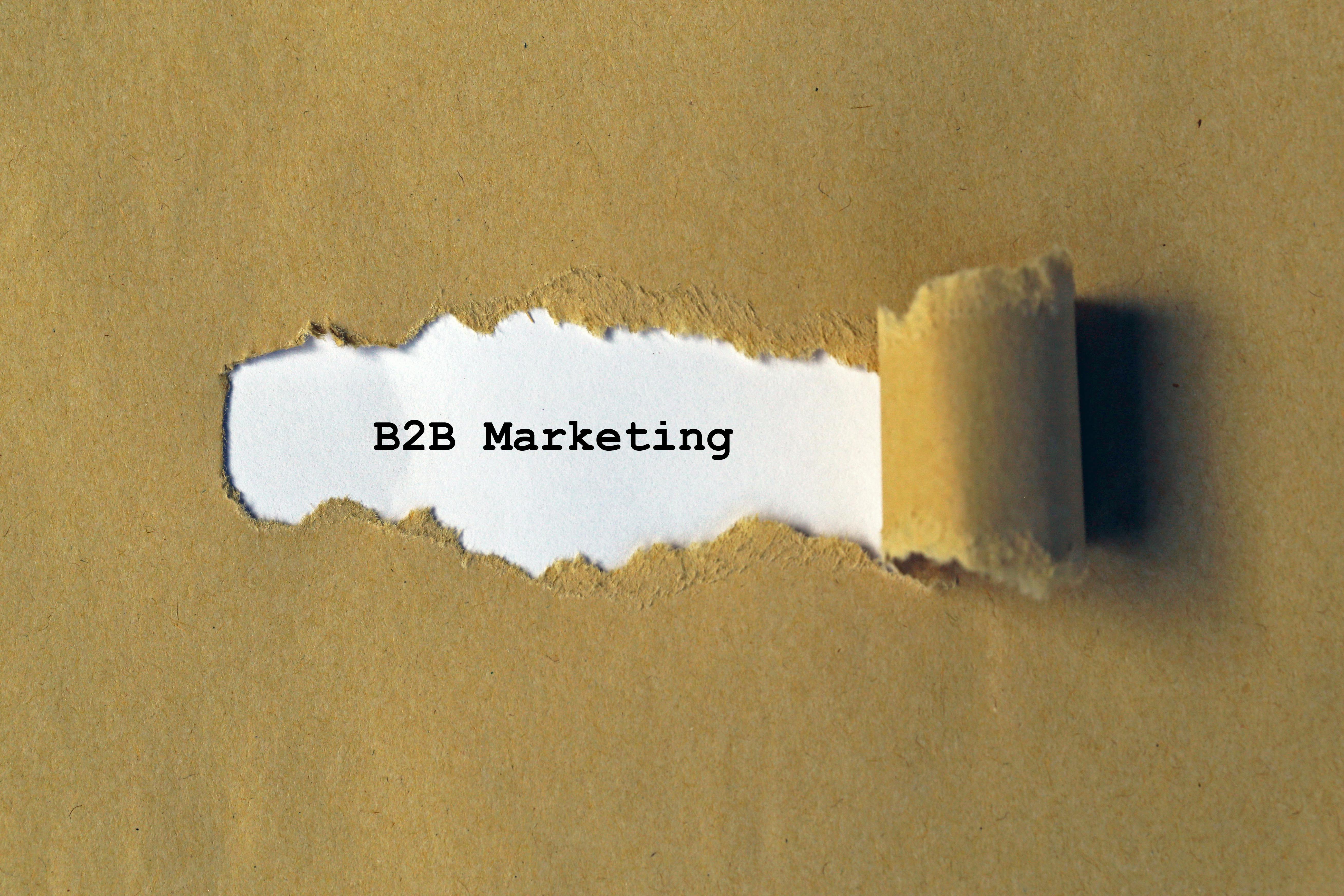 B2b marketing on white paper background