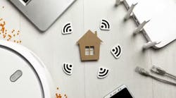 Concept imagery of a house with Wi-Fi signals around it. Concept imagery of a house with Wi-Fi signals around it.