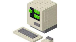 Retro computer 80s in isometry on a white background. Retro computer 80s in isometry on a white background.