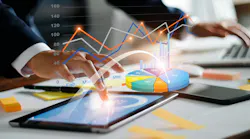 Businessman using tablet and laptop analyzing data for business technology innovation. Businessman using tablet and laptop analyzing data for business technology innovation.