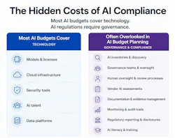 Table showing in which budget category AI regulatory budget items are located.