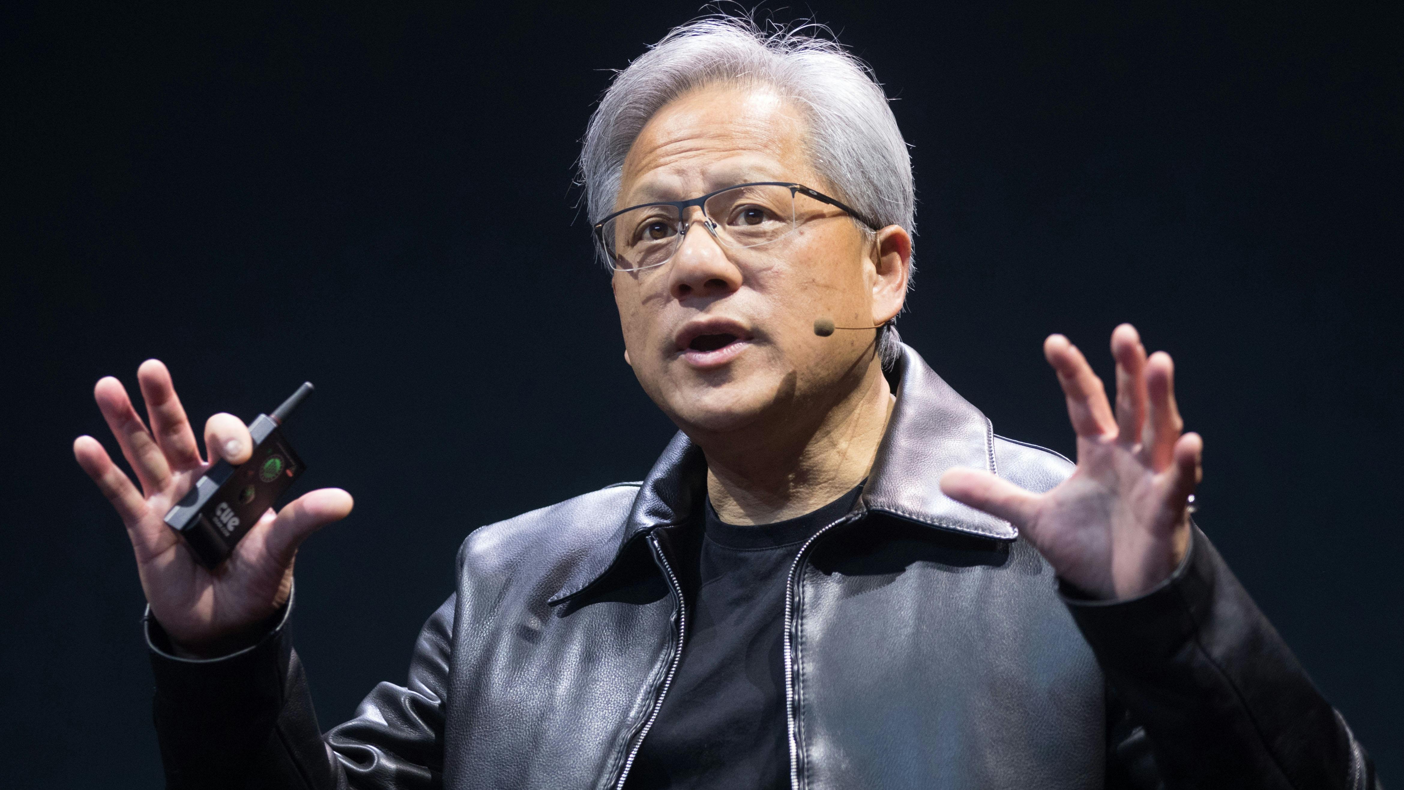 Jensen Huang, NVIDIA's Founder, President and CEO, delivering a keynote speech.