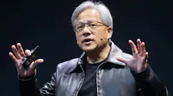 Jensen Huang, NVIDIA's Founder, President and CEO, delivering a keynote speech.