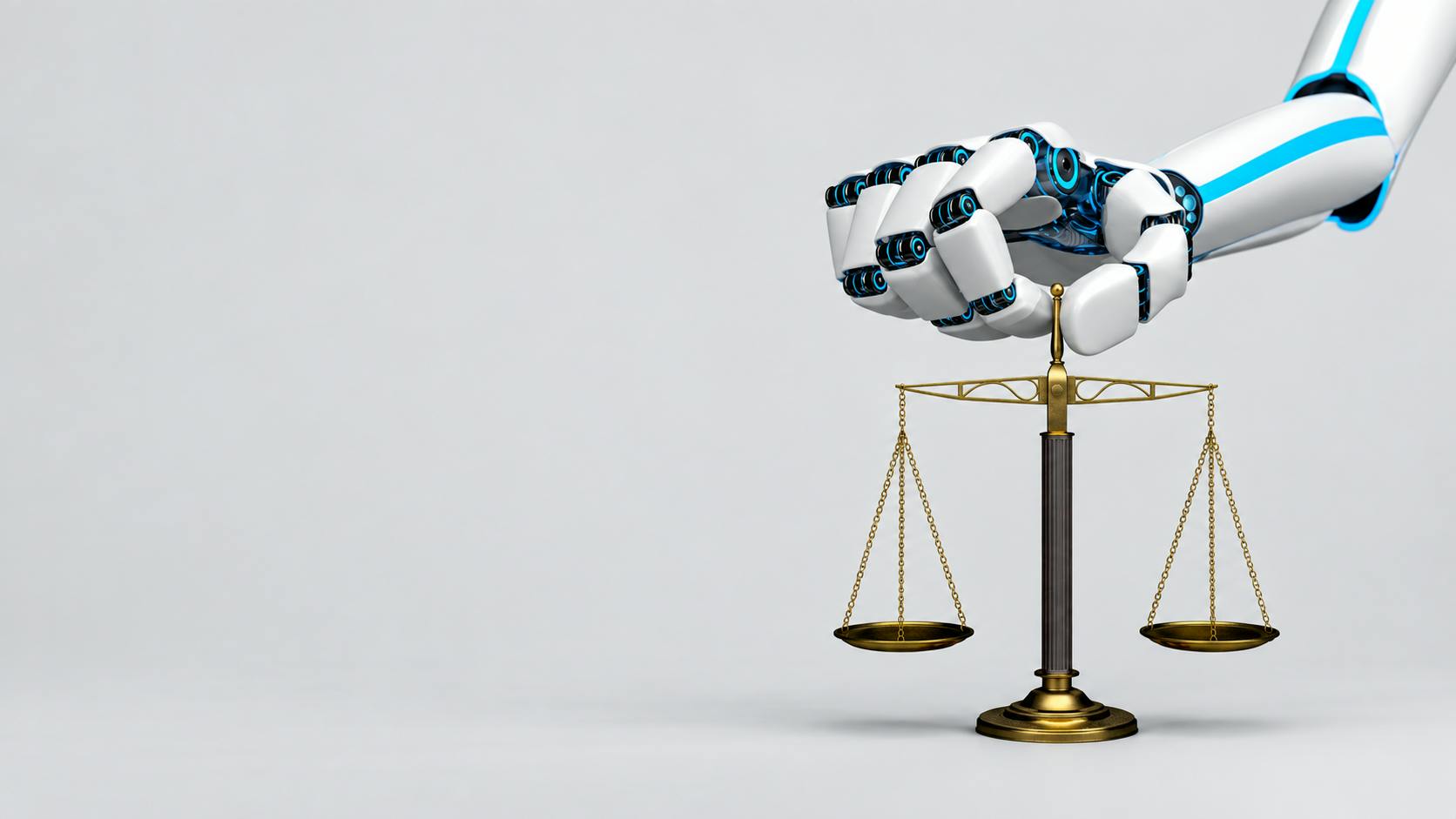 Humanoid Robot Hand Beam Balance. Humanoid robot hand with a beam scale.